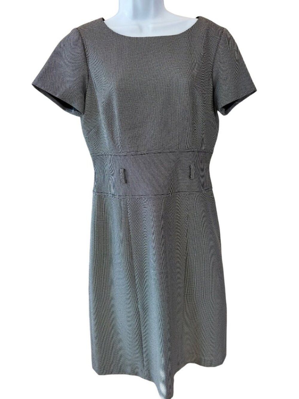 Tahari Arthur S. Levine Essentials Black White Short Sleeve Sheath Dress Size 8